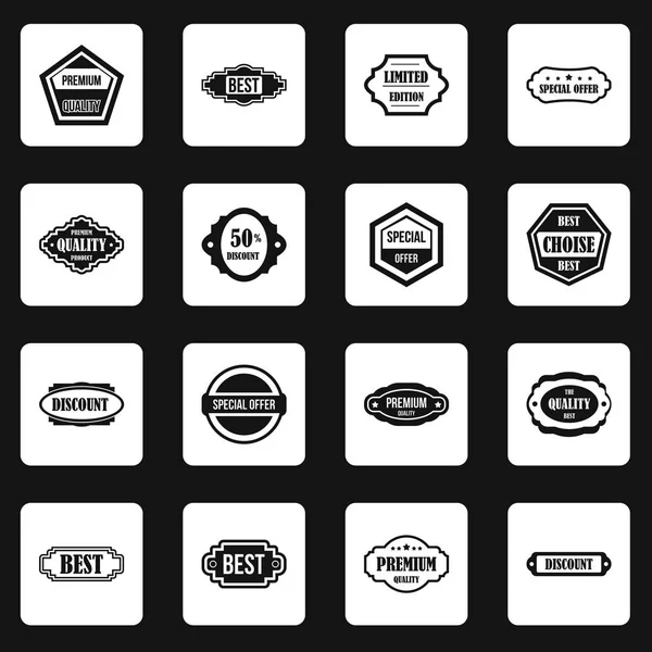 Etiquetas douradas ícones conjunto quadrado vetor — Vetor de Stock