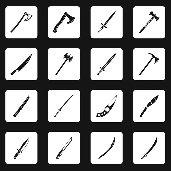Símbolos de braços de aço ícones conjunto quadrados vetor —  Vetores de Stock