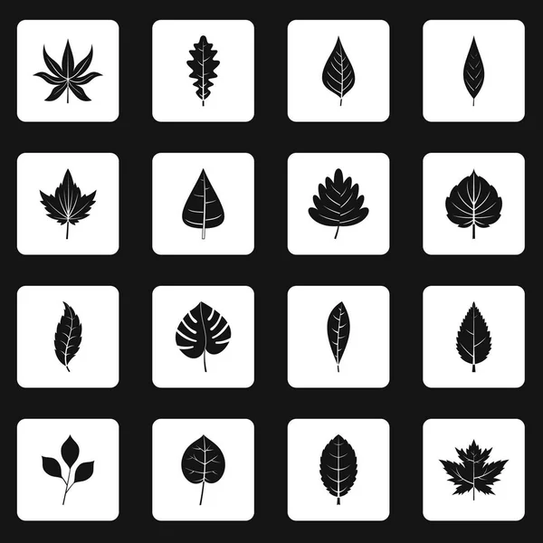 Φυτό φύλλα εικονίδια διάνυσμα σύνολο τετραγώνων — Διανυσματικό Αρχείο