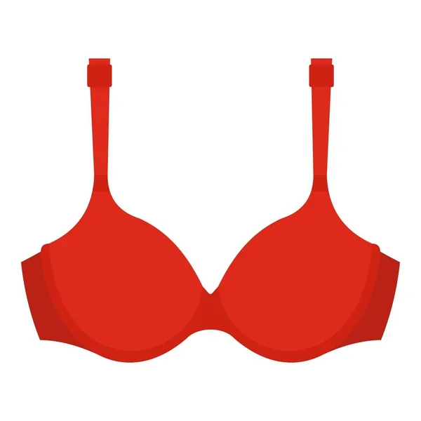 Female breast in red bra icon, cartoon style Stock Vector by