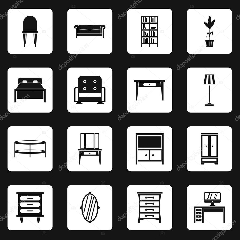 Furniture icons set squares vector