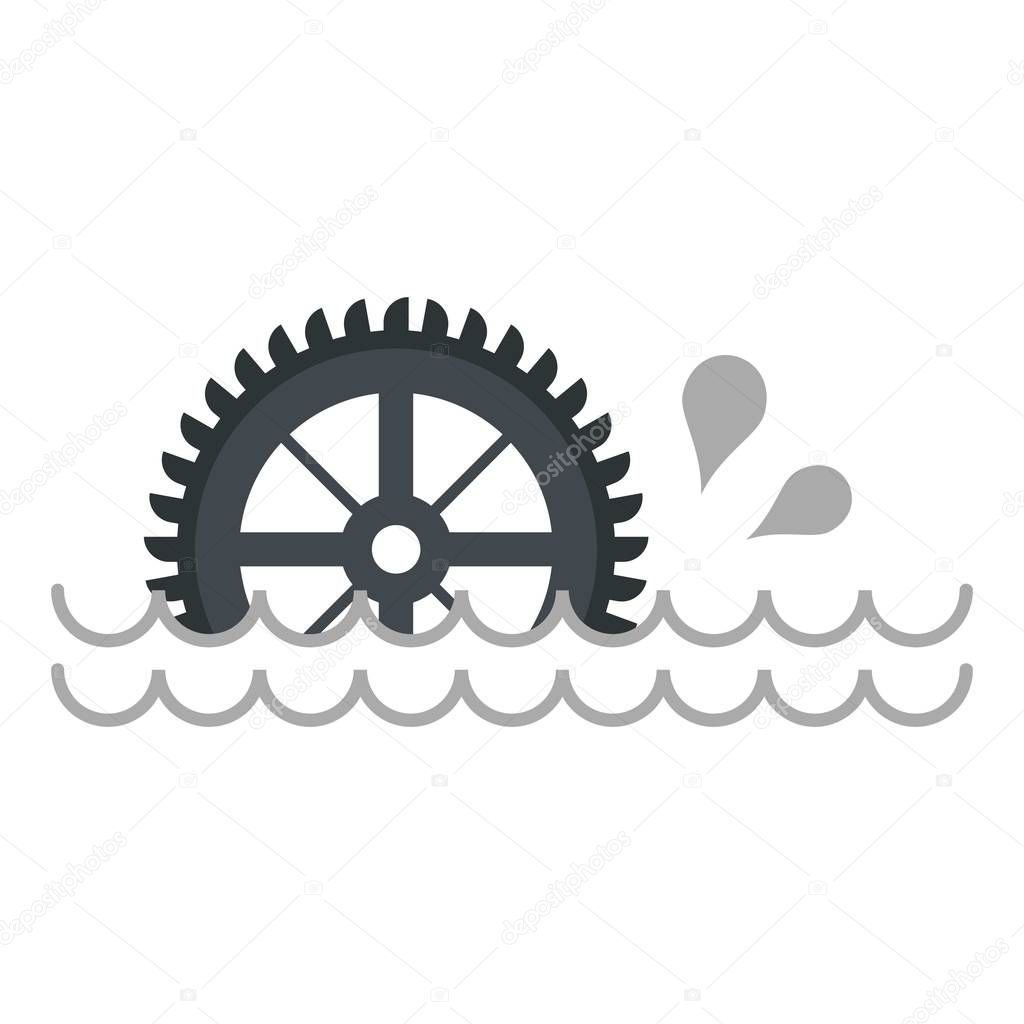 Big waterwheel icon isolated