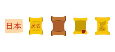 Papirüs simge seti, düz stil