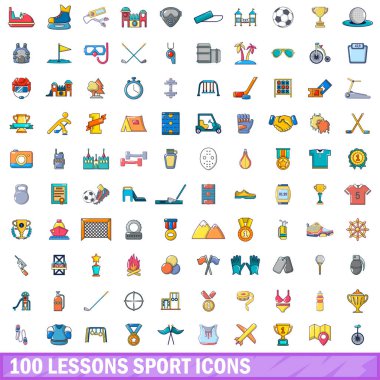 Kur 100 ders saati simgeler kümesi, karikatür tarzı spor