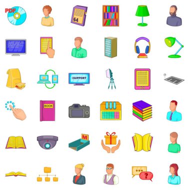 Kitaplık Icons set, karikatür tarzı