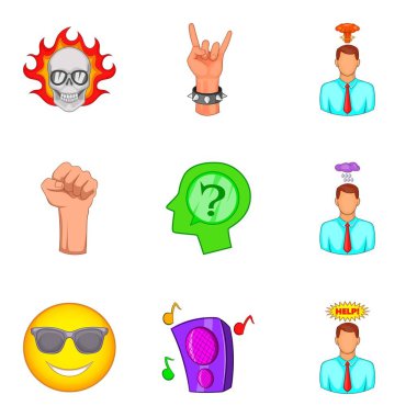 Şehvetli Icons set, karikatür tarzı