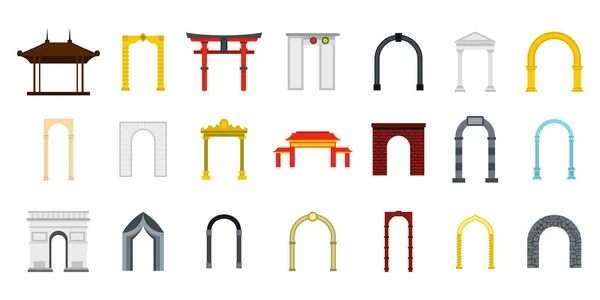 Arch Icon Set, flacher Stil — Stockvektor