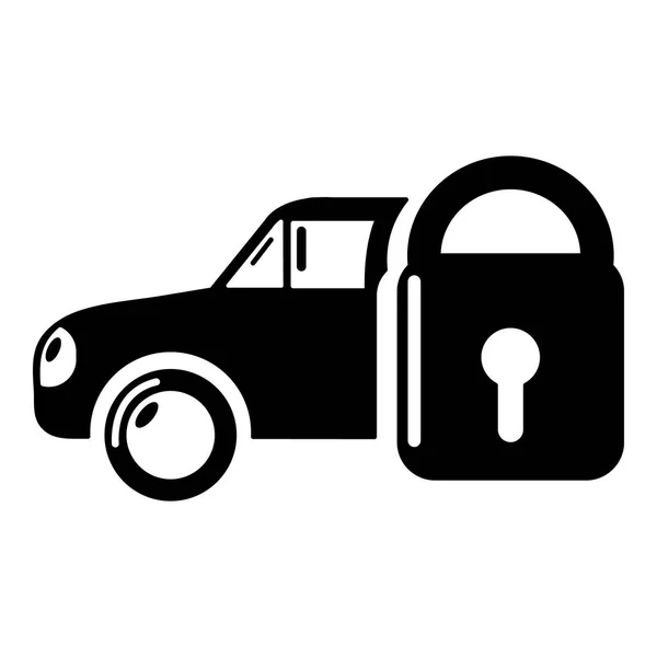 Ubezpieczenie samochodu ikona, prostym stylu czarny — Wektor stockowy