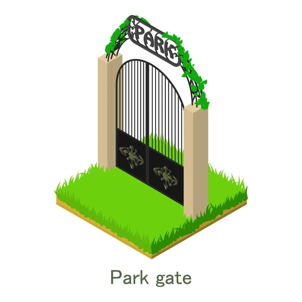 Icono de la puerta del parque, estilo isométrico . — Vector de stock