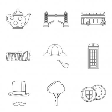 İngiltere'de Icons set, anahat stili