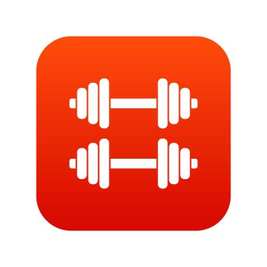 İki dambıl simgesi dijital kırmızı