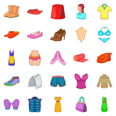 Şık Icons set, karikatür tarzı