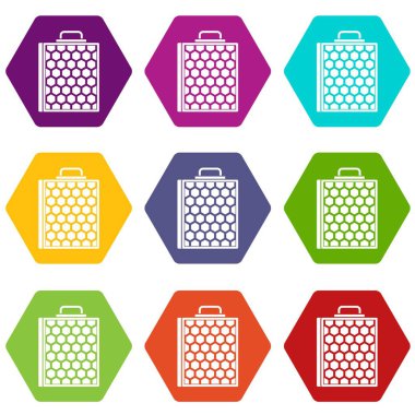 Renk altı yüzlü petek Icon set