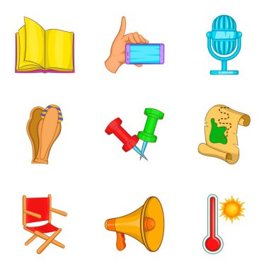 Ticaret gösterisi Icons set, karikatür tarzı