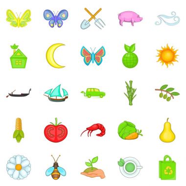 Ekolojik Icons set, karikatür tarzı
