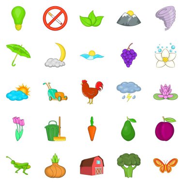 Ekoloji Icons set, karikatür tarzı geliştirilmesi
