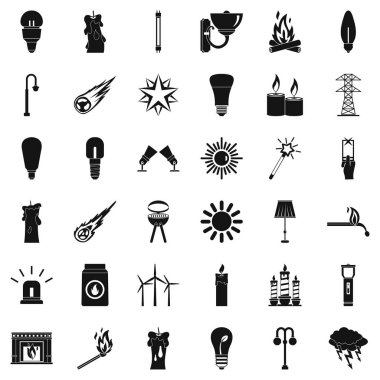 Işık kaynağı Icons set, basit tarzı