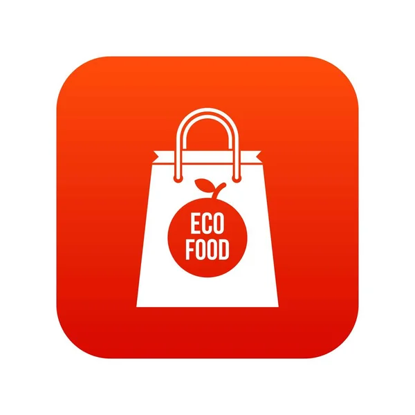 Eco food bag icona digitale rosso — Vettoriale Stock