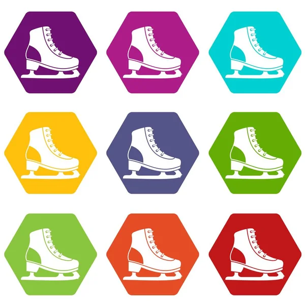 Renk altı yüzlü buz pateni Icon set — Stok Vektör