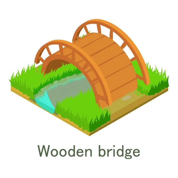 Ikona dřevěného mostu, izometrický styl. — Stockový vektor