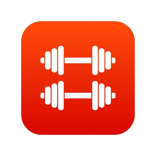 Two dumbbells icon digital red — Stock Vector
