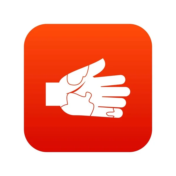 Mão com manchas ícone vermelho digital — Vetor de Stock