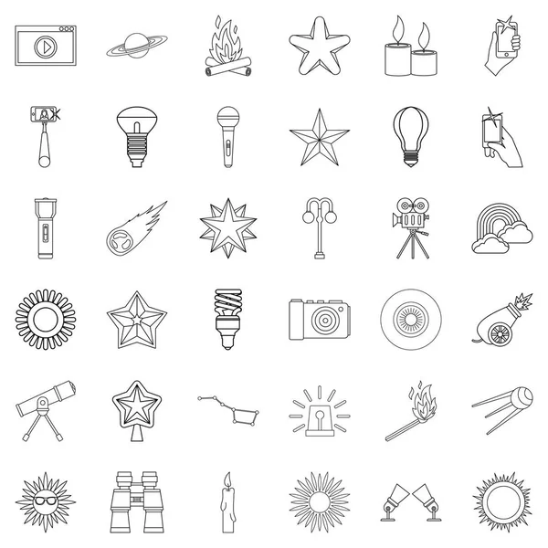 Spotlight icons set, outline style — Stock Vector