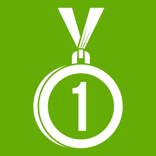 Medaille voor eerste plaats pictogram groen — Stockvector