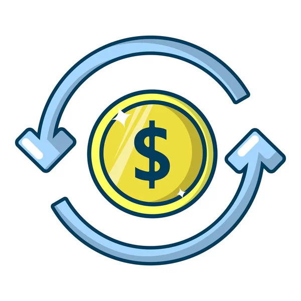 Ícone de dinheiro de circulação, estilo dos desenhos animados — Vetor de Stock