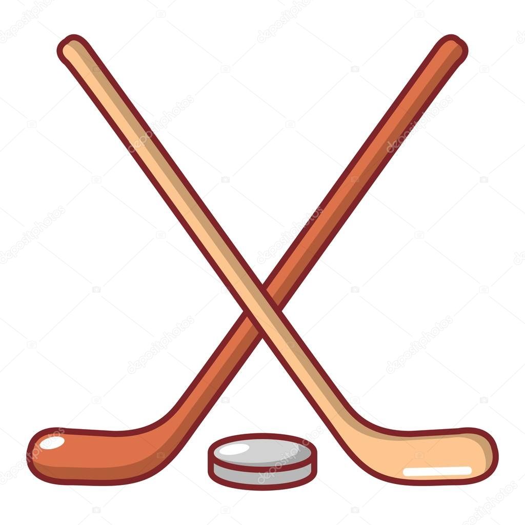 Hockey stick icon, cartoon style