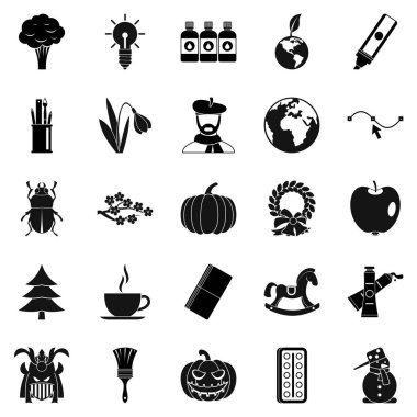 Ekolojik ayak izi Icons set, basit tarzı