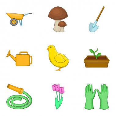 Hasat iş Icons set, karikatür tarzı