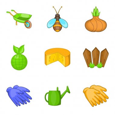 Hasat zamanı Icons set, karikatür tarzı