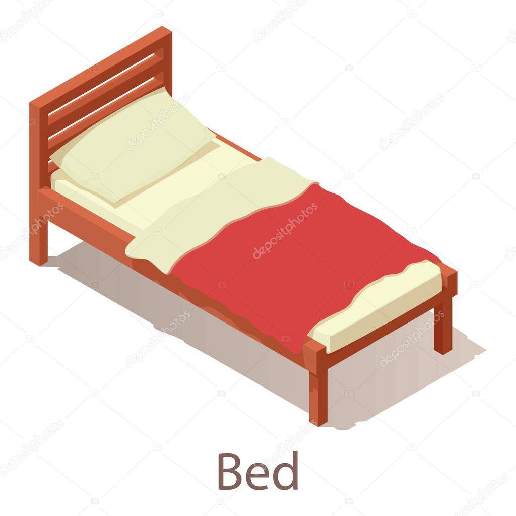 Bed icon. Isometric illustration of bed vector icon for web.