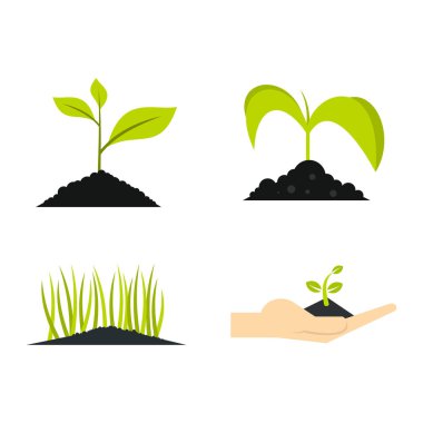 Toprak bitki simge seti, düz stil