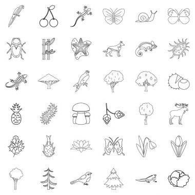 Bitki Icons set, anahat stili