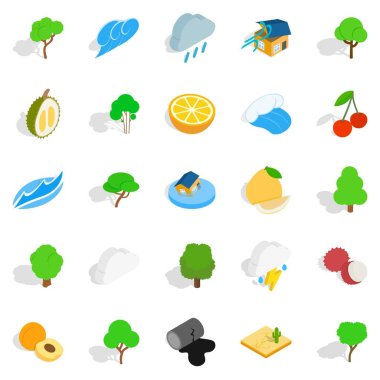 Saf toprak Icons set, izometrik stili