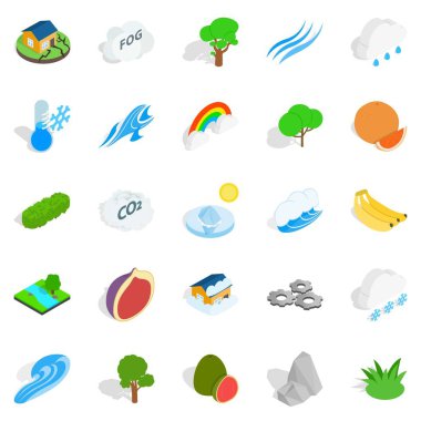 Temiz hava Icons set, izometrik stili