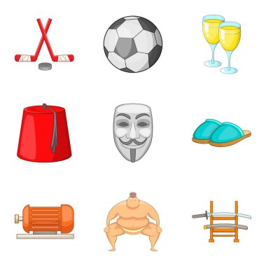 Erkekler gün Icons set, karikatür tarzı