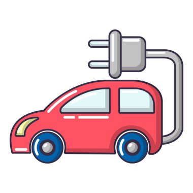 Elektrikli otomobil simgesi, karikatür tarzı.