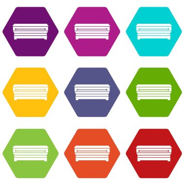 Renk altı yüzlü tabut Icon set