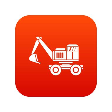 Ekskavatör simgesi dijital kırmızı