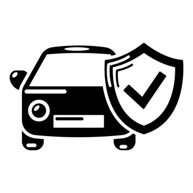 Sigorta araba simgesi, basit siyah stil