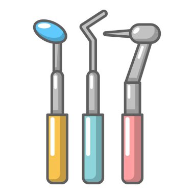 Diş Hekimliği aracı simgesini, karikatür tarzı