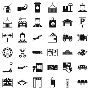 Teslimat Icons set, basit tarzı