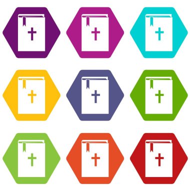 Renk altı yüzlü İncil Icon set