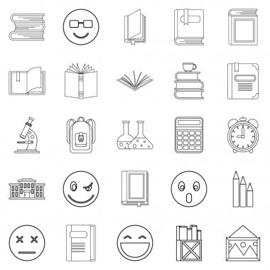 Eğitimli kişinin Icons set, anahat stili