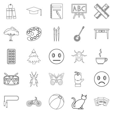 Okur-yazar Icons set, anahat stili