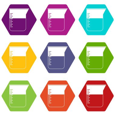 Renk altı yüzlü Ölçüm Kupası Icon set