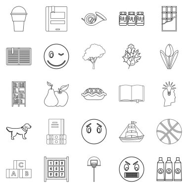 Bilim Icons set öğretim, anahat stili